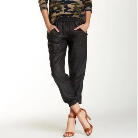 Revolve DWP Womens Design with Purpose Black Coated Waxed Jogger Pants Size M - Picture 1 of 12